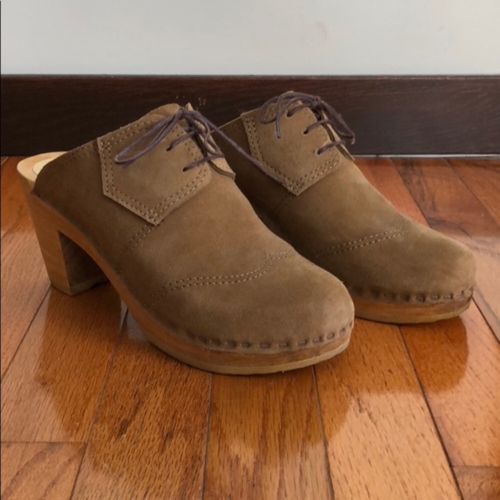 Sven Mocha Suede Lace-up Clogs 39/8.5/9